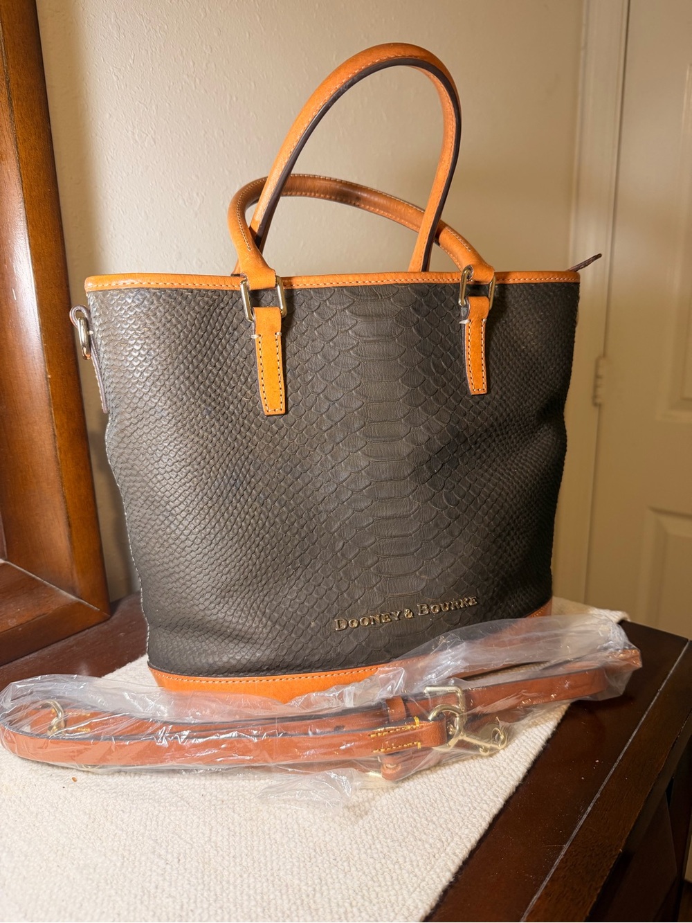 Dooney & Bourke Claremont Cara Python-Embossed Leather Tote